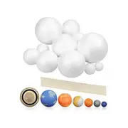 Solar System Project Kit, PlanetModel Crafts 14 Mixed Sized Polystyrene Spheres Balls for School Science Projects White
