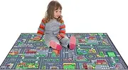 Kids Traffic Map Rug, for Children, Crawling Mat, Clear Pattern Floor Carpet, Soft, (80 x 120 cm), Ideal for Living Room, Bedroom, Playroom, Nursery