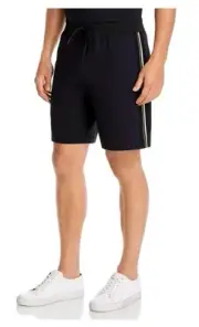 Theory Ryder Relay Jersey Side Stripe Drawstring Shorts Black Size S 2813
