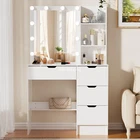 Dressing Table Make up Table Set with Makeup Mirror Drawer Storage Desk White
