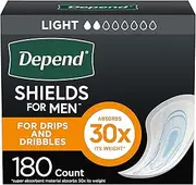 [Depend] Shields Incontinence Pads for Men, Light Absorbency, 180 Count, Packaging May Vary