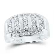 14k White Gold Round Diamond Wedding Channel Set Band Ring 2 Cttw