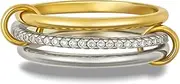 [HOLINSE] Stackable Rings for Women, Multicolored Connected Ring Set, Gold Silver Multi-Link Connected Ring, Stackable Cubic Zirconia Rings Set