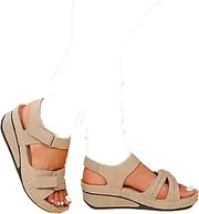 YChao Orthopedic Sandals for Women, Women's Orthopedic Sandals, Arch Support Anti-Slip Breathable Sandal Womens Slip on Wedges Platform Soft Walking Comfort Flatform Sandals,Beige,US8/EU40
