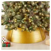 Glitzhome 40.5" D Christmas Gold Hammered Metal Tree Collar, Decorative Tree