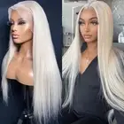 Platinum Blonde Straight Hair Frontal Wig13X4 Human Hair Wig UHD Lace Front B...
