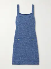 [Gucci] Gucci - Striped Cotton-blend Bouclé Mini Dress - Light denim - XS XS Blue