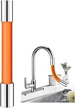 20 cm Flexible Water Tap Extender, 360° Free Rotating Foaming Splash-Proof Sink Hose,Multipurpose Connector Kitchen Faucet Extender Kit (Orange)
