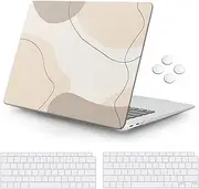 iCasso Compatible with MacBook Air 13 Inch Case 2021, 2020-2018 Release A2337 M1 A1932 A2179 with Retina Display Touch ID, Protective Hard Plastic Shell Case and Keyboard Cover, Art Modern-Brown