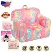 Cuddly Sherpa Reading Couch for Kids - Glow-in-the-Dark Unicorn Design