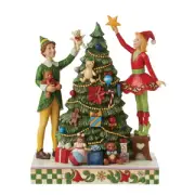 Enesco Elf by Jim Shore Treat Every Day like Christmas (Buddy with Jovie Decorating Tree Figurine) (23cm)
