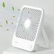 JISULIFE Desk Fan Battery Operated Rechargeable, 4500mAh 180°Foldable Portable Fan, 4 Speeds Adjustable Long Battery-Life for Home Office Travel Outdoor-White