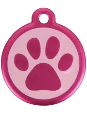 Red Dingo QR Pink Pet Tag, Pawprint, Pink, Small