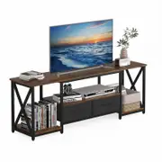 Advwin TV Cabinet 140cm Entertainment Unit Stand w/ Shelf & Drawers Media Console Walnut