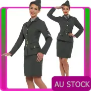 Ladies WW2 Costume World War 2 Wartime Outfit 40s 1940s Army Fancy Dress Uniform