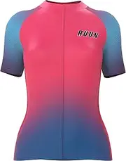 [RUUN] Women Cycling Jersey Half Sleeve Mesh and Silicone Power Band, Cycling Mesh Top, Breathable, Lightweight for Running,Gym,Workout,Hiking