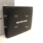 二手 BALENCIAGA 荔枝紋 皮革 短夾 皮夾 8卡 594549 全新品