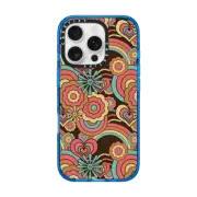 iPhone 16 Pro Impact Case MagSafe Compatible Groovy Retro Floral Pattern