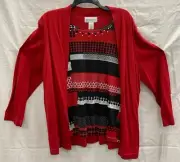 ALFRED DUNNER FULL SUTTON PLACE LADIES MULTICOLOR GEOMETRIC LAYERED SWEATER XL