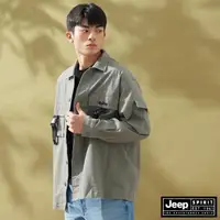 在飛比找momo購物網優惠-【JEEP】男裝 率性口袋長袖襯衫外套(灰色)