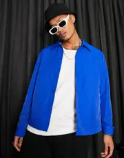 ASOS DESIGN lightweight nylon coach jacket in blue