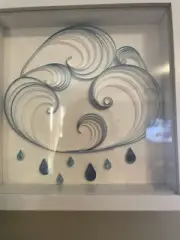 raincloud with water drops handmade with paper quilling strips