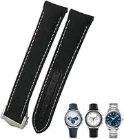 [HKIDKK] High Density Nylon Leather Watchband 20mm 21mm 19mm Fit For Omega Seamaster AQUA TERRA 150 GoodPlanet GMT Curved End Watch Strap