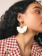 Bone Straw Look Sun Statement Earrings (AT6233) | $23