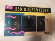 (NIB) (Rare-Vtg) 3 Piece Electro Brand AM/FM Radio Alarm Clock, Model: 4815
