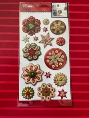 CHRISTMAS SNOWFLAKE ORNAMENTS 3D STICKERS BY JOLEE'S - FREE SHIPPING