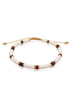 Elli Women Anklet Shell Coconut Pearls in 925 sterling silver gold plated