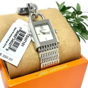 TORY BURCH Surrey Silver-tone Chain Lock Bracelet Watch TBW7101 $350; 100% Auth