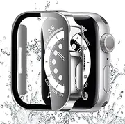 [BELIYO] [2024 latest model] Hard Straight Edge Case for Apple Watch Series 10 46mm,iWatch Screen Protector Electroplated PC Ultra-Thin Overall Waterproof Waterproof Protective Cover(46mm,Silver)