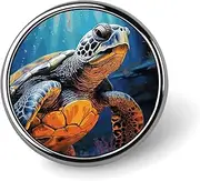 [FZMVSQH] Painted Sea Turtle Printed Round Button Pin Badges Metal Pinback Buttons 1 Inch Pins for Hat Shirt Clothing Bags Decoration, Circular, Aluminum