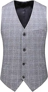 [ZISTRCBAO] Men'S Waistcoats Classic Plaid Slim Fit Waistcoat - Plus Size Men'S Casual Suit Vest,Business Dress Vest Wedding Casual Tartan Suit Vest With Pockets