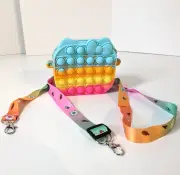 Kitty Crossbody Purse, Pop Fidget Toy, Hello Game Popper, Kids Sensory ADHD Bag