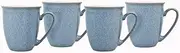 Denby - Elements Blue Coffee Mug Set of 4-330ml Stoneware Ceramic Tea Mug Set for Home & Office - Dishwasher Safe, Microwave Safe - Blue, White - Chip Resistant