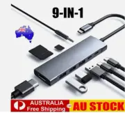 9 in 1 Laptop Docking Station Type-C HDMI PD USB 3.0 Hub Compatible Nintendo