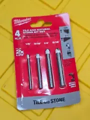 Milwaukee 48-20-8998 4 Piece Tile and Natural Stone Drill Bit Set - NEW