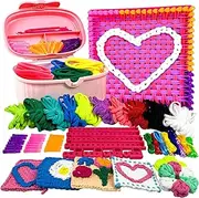 JIIFO Weaving Loom Kit, Potholder Loom Craft Kit with 500 Pcs/10 Colors Weaving Loom Loops and Storage Box, DIY Pot Holder Kits for Beginners