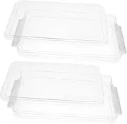 GETAJGHSD 2pcs Clear Plastic File Organizer Box with Lid Portable Document Storage Container for Office Versatile File Holder for Papers Certificates Sleek Design White