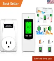 Smart Programmable Wireless Thermostat Outlet with Remote Control & LCD Display