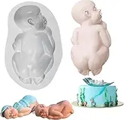 Tangker Large Baby Shower Fondant Sleeping Baby Silicone Mold Cake Decoration Baking Tool
