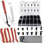 Wetado 247PCS Car Bumper Clips, Auto Trim Removal Tool Set, Auto Plastic Fasteners Clips, Fastener Remover Push Retainer Kit, Metal Door Trim Panel Clips Body Repair Tools, Trim Clip Tool