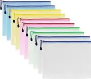 A3 Mesh Zipper Pouch Document Bag Set (10 Pieces, 5 Colors) - Organize Your Large Documents with Style