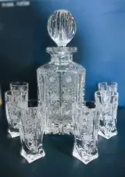 Czech bohemia crystal cut glass - Liquer, whisky set 6+1