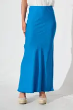 Alameda Maxi Skirt in Blue Linen Blend 8