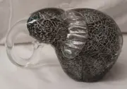 Black and White Glass Elephant Heavy | 2.875 in x 5.375 in x 3.875 in