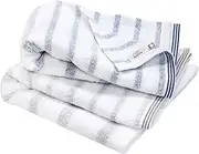 Imabari Towel Stripes Towel, Soft, Absorbent, Quick-Dry, Thin - 2 Pieces Bath Towel Sets, Blue + Grey