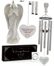 Angel Memorial Wind Chimes for Loss of Loved One - 34" Large Sympathy Wind